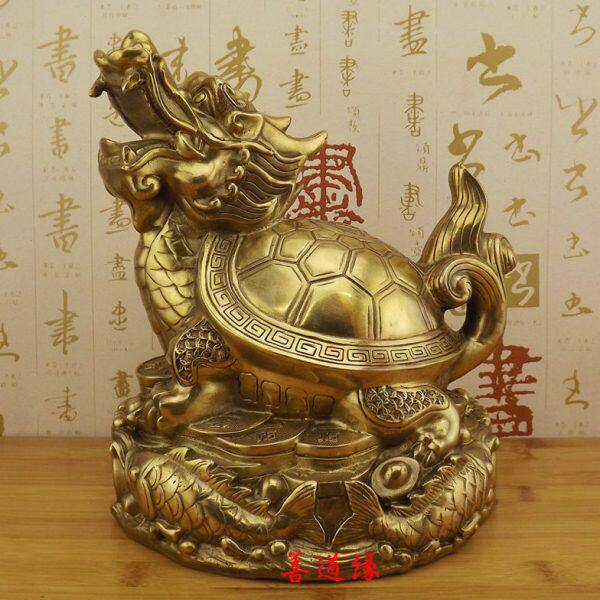 特大号纯铜龙龟摆件铜龟黄铜龙龟龙头龟办公室桌客厅工艺品摆设铜