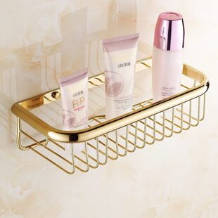 铜仿古网篮金色置物架全铜四方置物架加厚宽边角架架三角置物浴室