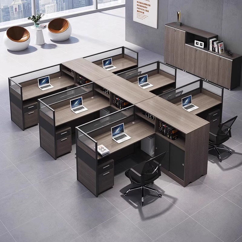 职员桌办公桌员工桌四人位u4人6办公室简约财务桌l型屏风桌椅组合