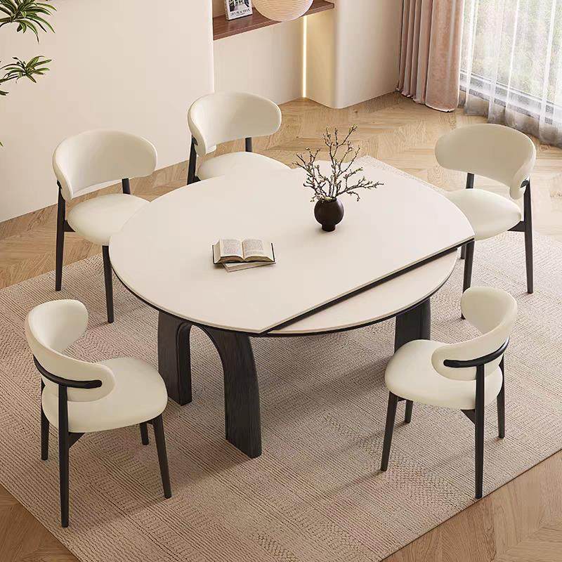 中古风复古岩板餐桌椅组合现代简约家用小户型可伸缩方圆两用饭桌,住宅家具,岩板餐桌,淘宝优惠券,粉丝福利购,淘宝优惠卷