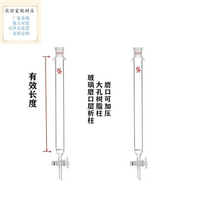 玻璃层析柱砂芯标口大孔树脂过滤柱 色谱柱 吸附柱四氟活塞实验室