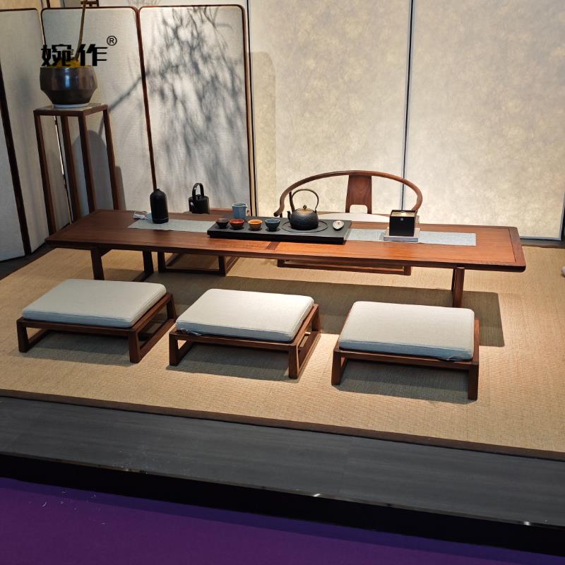 需定制婉作新中式榻榻米茶桌家用2025新款设计师禅意简约黑胡桃木