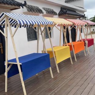 移动摊位车售货车木制活动棚架集市市集小吃摆摊车户外布艺展示架