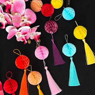 新款年宵装饰蜂窝小灯笼 福桶仿真花装饰纸质灯笼手工花艺diy资材