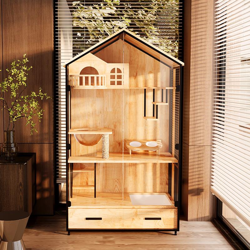 猫别墅实木猫笼子豪华家用室内猫窝猫屋带厕所一体不占地猫舍猫柜