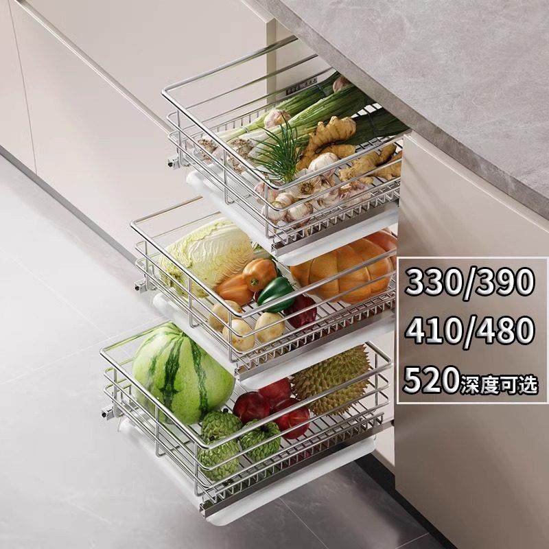 果蔬拉篮厨房整体橱柜SUS304不锈钢小柜子水果蔬菜多层抽屉收纳盒,家装主材,拉篮,淘宝优惠券,粉丝福利购,淘宝优惠卷