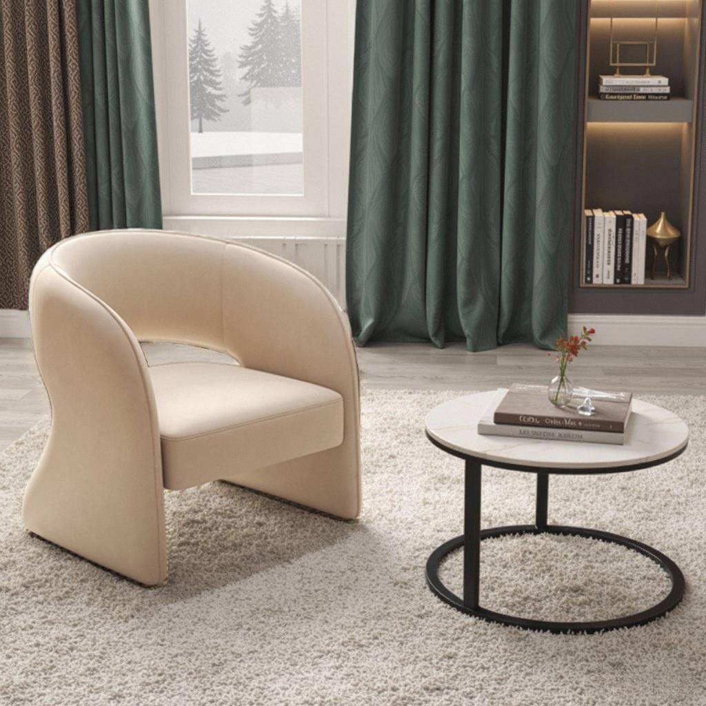 需定制北欧奶油风阳台休闲单人沙发美容院民宿休息区接待洽谈桌椅