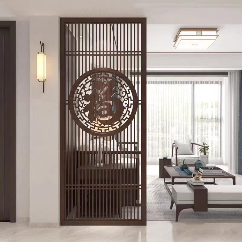 需定制新中式实木屏风隔断客厅家用玄关屏风美容院隔断镂空格栅酒