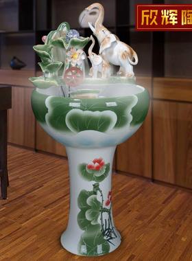 陶瓷流水器喷泉摆件客厅办公室乔迁送礼风水招财鱼缸落地水景礼品