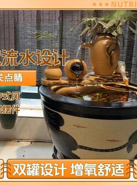 古法生态鱼缸陶罐循环流水景观庭院新中式创意流水造景装饰摆件