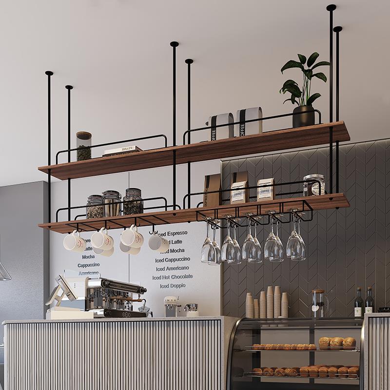 需定制简约金属铁艺吊架置物架吧台餐厅酒吧厨房悬挂吊顶吊柜红酒