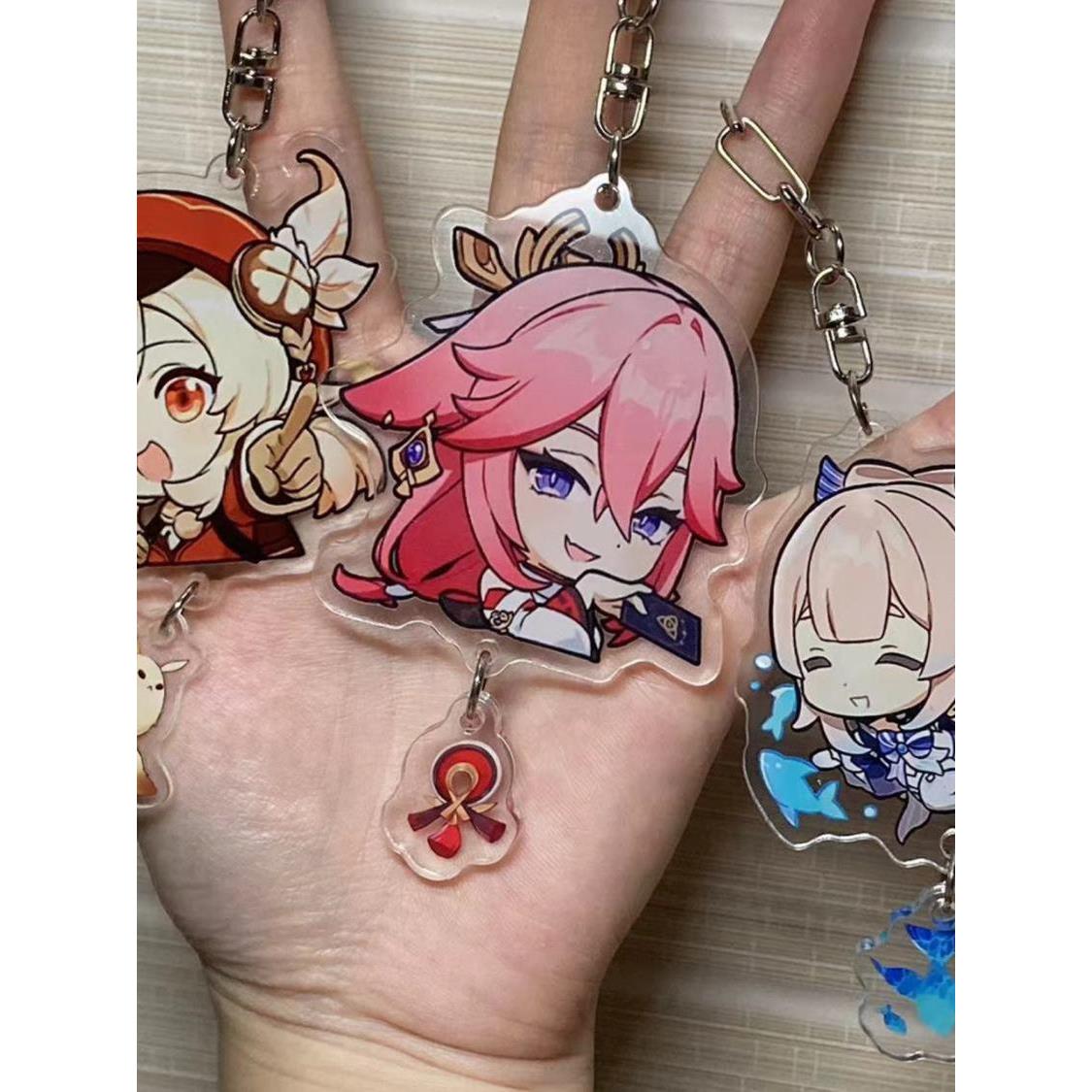原神周边钥匙扣书包挂件钟离胡桃刻晴雷泽同款可爱小物件礼物挂饰