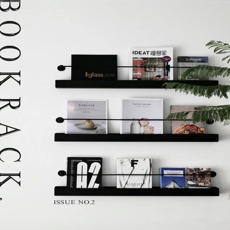 需定制北欧铁艺一字壁挂隔板简约创意书报架书架报刊架装饰杂志置