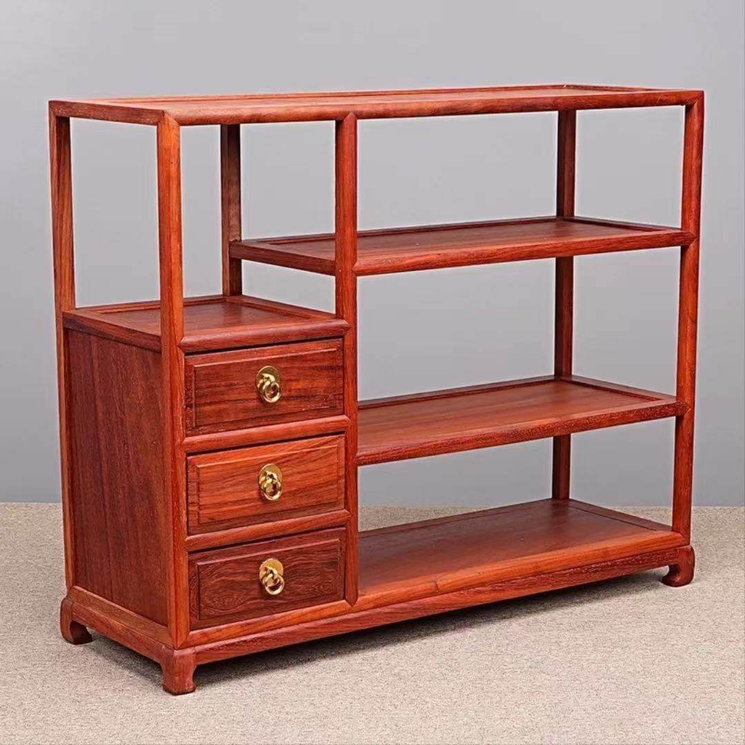 花梨木桌面博古架架子置物架红花梨展示架茶壶茶具实木收纳架中式,住宅家具,红木餐边柜,淘宝优惠券,粉丝福利购,淘宝优惠卷