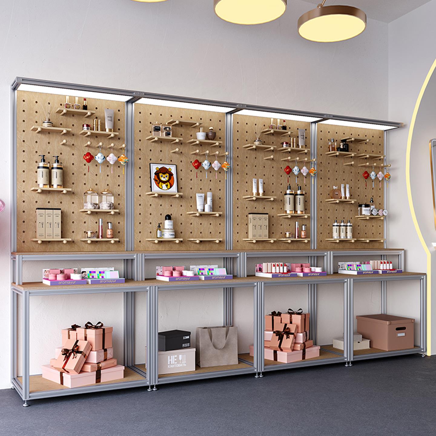 桦木海洋板铝型材书架落地置物架办公室多层收纳架家用陈列展示架