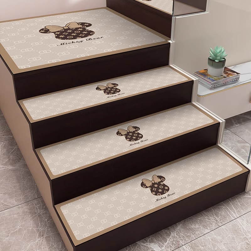 轻奢高级楼梯踏步垫可擦s洗皮绒地垫自粘定制家用防滑台阶垫子地