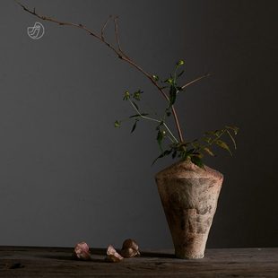 冇花 | 冯哲元 高腰菱器手作陶瓷花瓶日式粗陶花器客厅新中式摆件