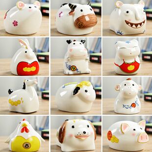 陶瓷存钱罐儿童十二生肖摆件兔鼠牛虎龙蛇马羊猴鸡狗猪储蓄罐礼品