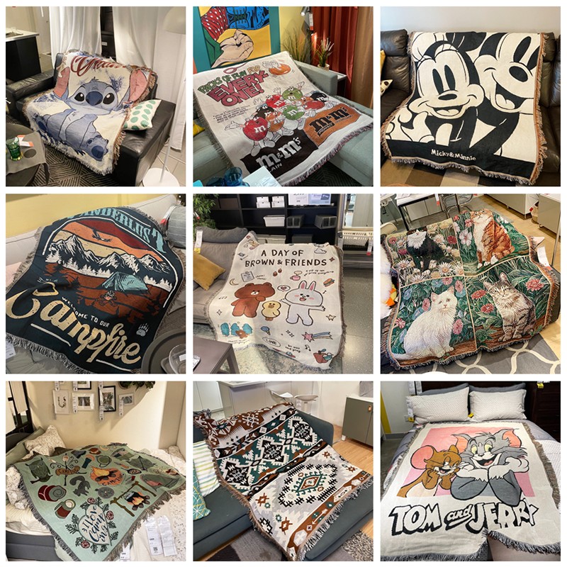 卡通沙发垫野外布置餐垫  波西米亚沙发毯披肩盖毯午睡休闲毯毛毯