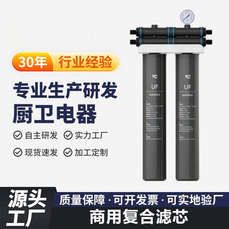 双联UF商用超滤过滤器大通量带压力表奶茶咖啡店自来水前置净水器