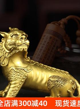 九华山谛听地藏王坐骑独角神兽黄铜谛听摆件九客厅办公办公室装饰