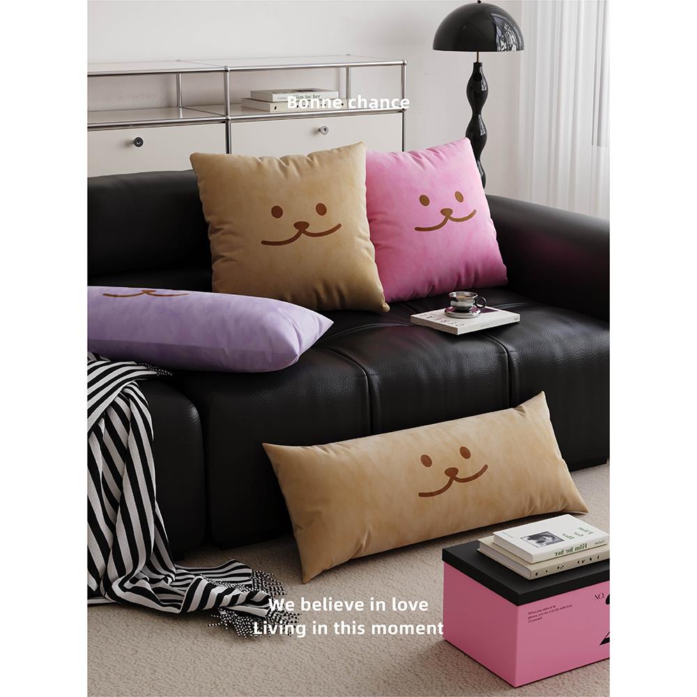 韩国纯色可爱的高端女孩枕头枕头套客厅沙发长枕头床靠垫芯
