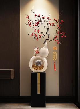招财宝葫芦饰品客厅旺宅入口入口电视柜旁边地板垂直高大气新家花