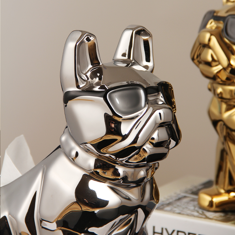 创意纸巾盒摆件法斗狗轻奢风茶几餐桌家居客厅摆设抽乔迁新居礼品