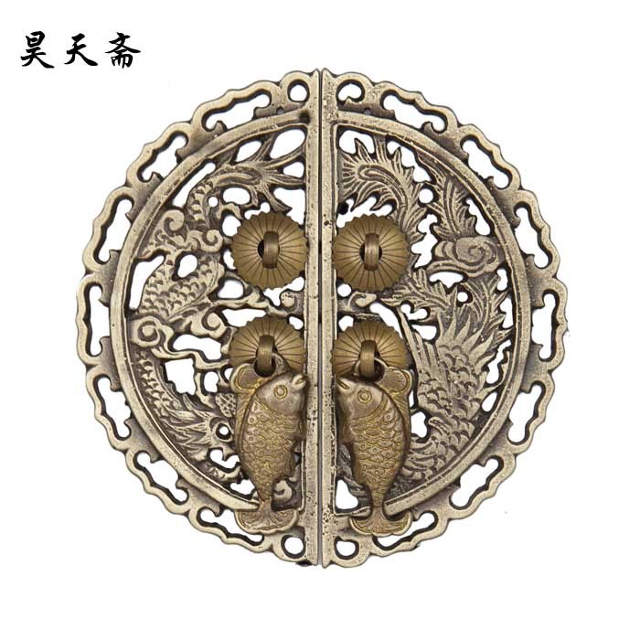 昊天斋仿古拉手柜门中式把手古典家俱铜配件衣整体橱柜子圆形五金