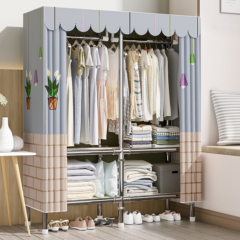 衣柜家用卧室布衣柜加粗加厚结实耐用简易衣橱组装出租房用收纳柜