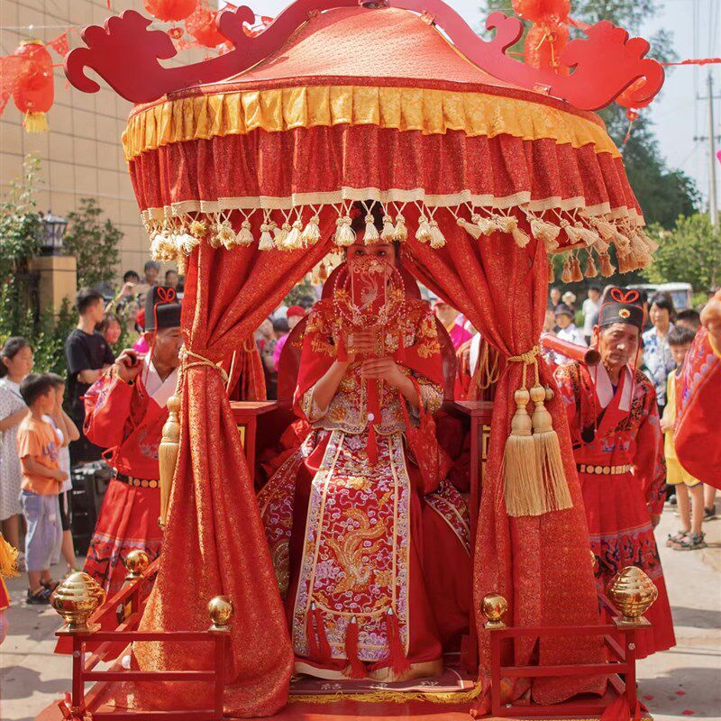 花轿步撵凤撵八抬可折叠镀锌钢管出租婚庆迎亲厂家定做复古典轿子
