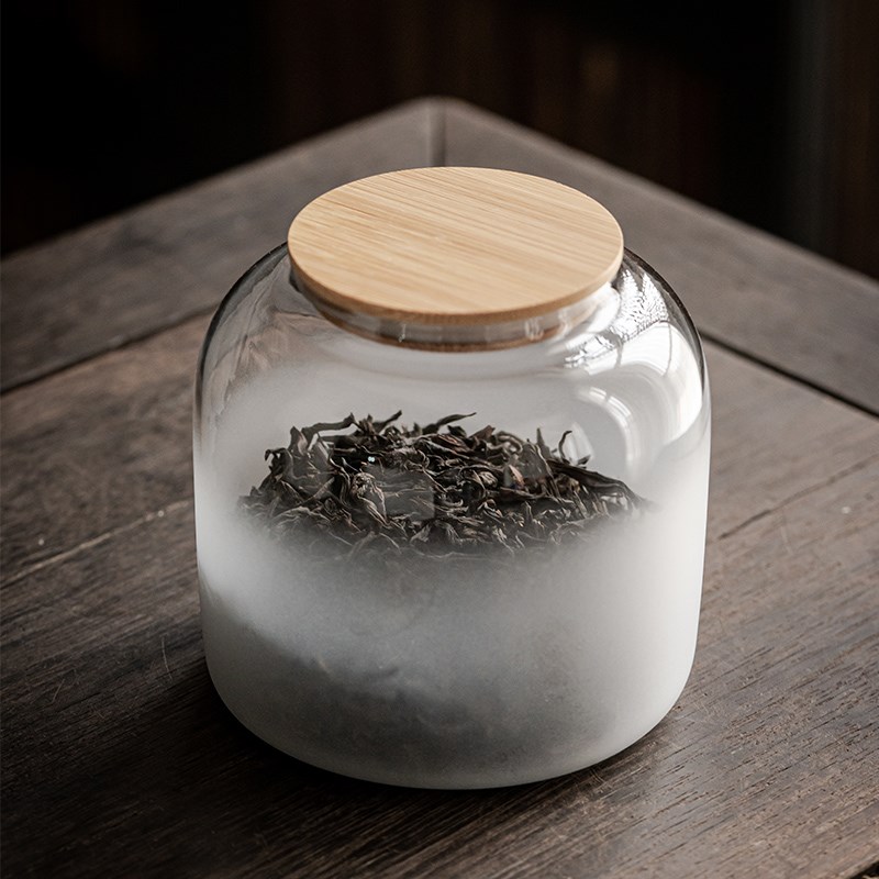 琛森 玻璃茶叶罐家用密封罐普洱茶醒茶罐糖果储物罐简约透明云雾