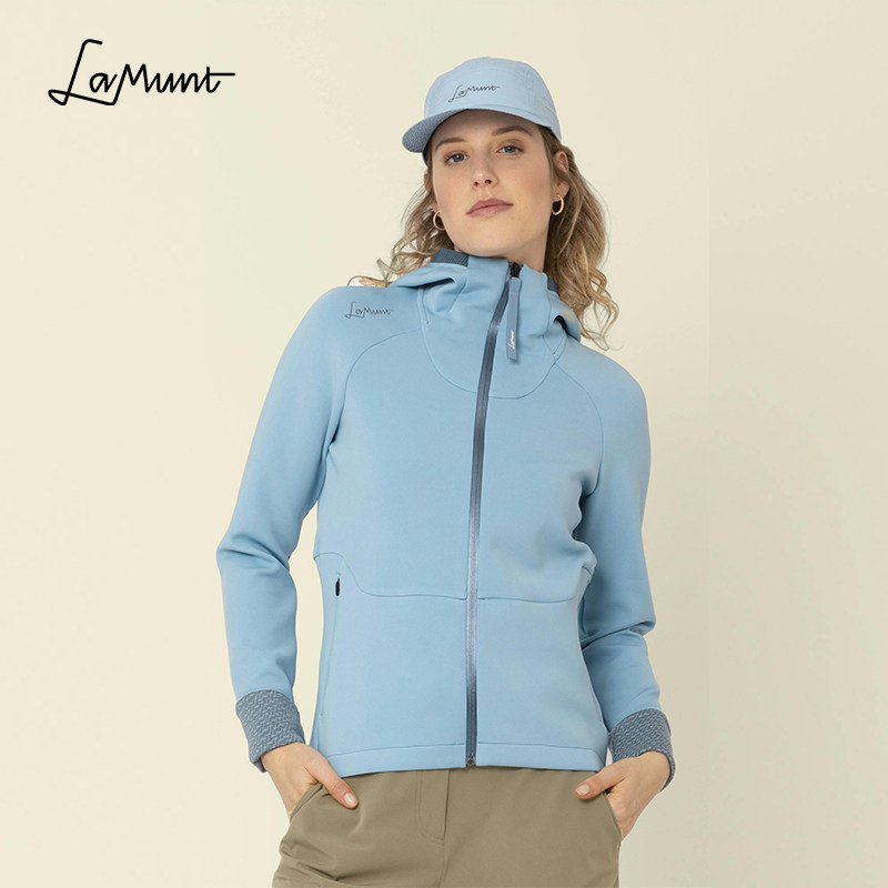 LaMunt意大利女性户外服装美利奴羊毛天丝混纺连帽抓绒衣外套