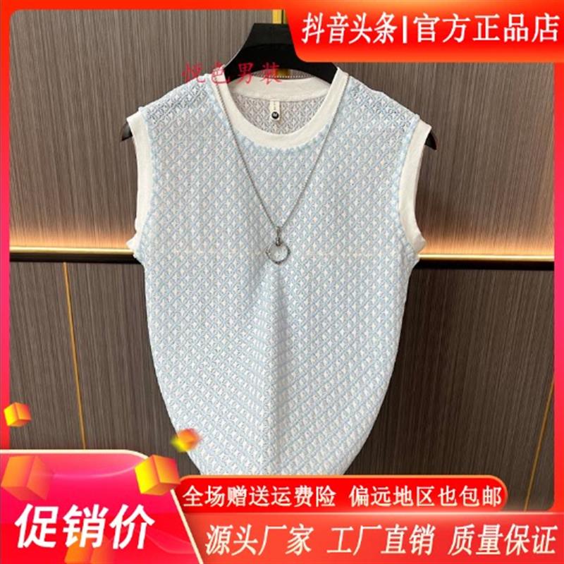 Cloud轻奢2号店严选夏高档透气男士圆领无袖T恤潮流休闲背心上衣