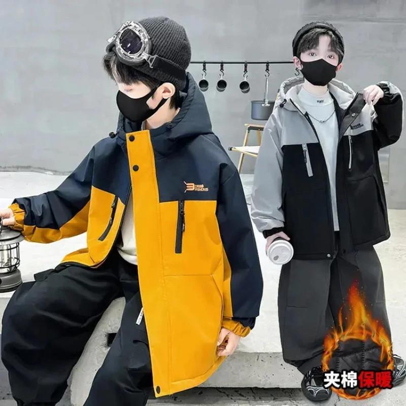 艾蕾童装优选2025新款冬季保暖B夹E棉冲锋衣男童洋气潮流韩系外套