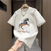 ARCHIVE EDITIONS轻奢男装 刺绣马到功成年货喜庆潮牌彩绘痞帅T恤