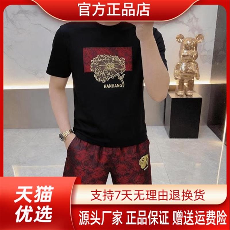 枫善服饰夏季新款高档欧货男士套装时尚薄款短袖短裤潮搭配两件套
