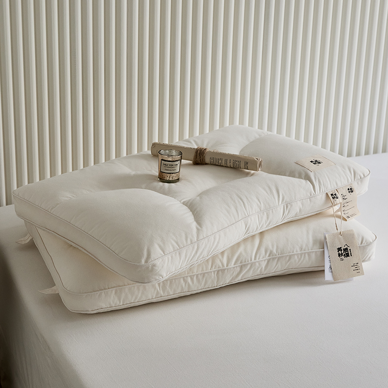 Moryio日式分区助睡眠枕头A类母婴级全棉纯棉护颈椎单人家用枕芯