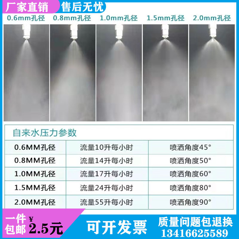 304不锈钢精细雾化喷嘴 煤矿山场车间纺织厂除尘加湿降温冷却喷头,五金/工具,机械喷嘴,淘宝优惠券,粉丝福利购,淘宝优惠卷