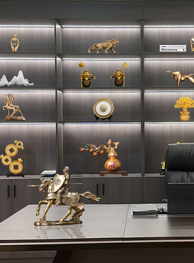 新中式办公室书柜轻奢装饰摆饰老板领导高档高端大气桌面工艺礼品