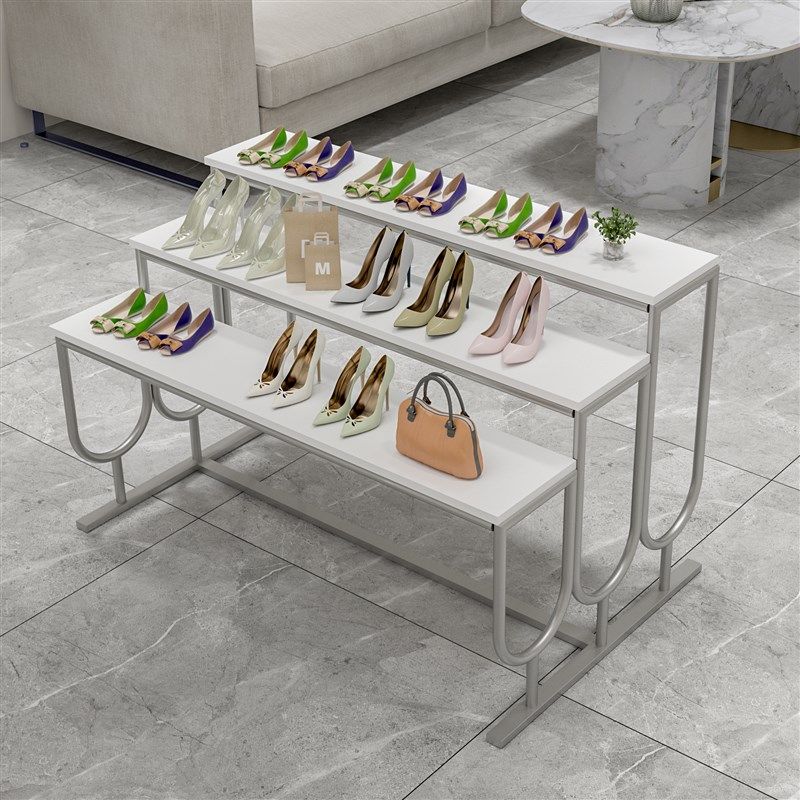 北欧轻奢服装店商场铁艺鞋架展示台置物架中岛包包摆放货架流水台