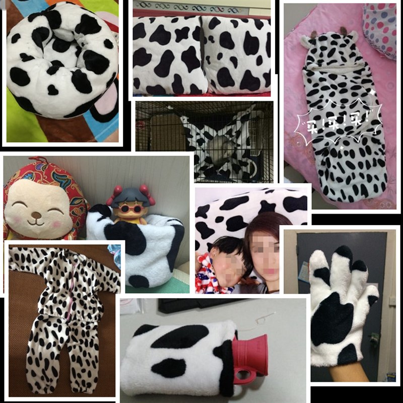 法兰绒布料面料 冬季毛绒毛毛布 奶牛纹法莱绒睡衣毛毯服装玩偶布