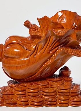 花梨木雕白菜摆件百财家居客厅酒柜玄关装饰店铺公司乔迁开业礼品