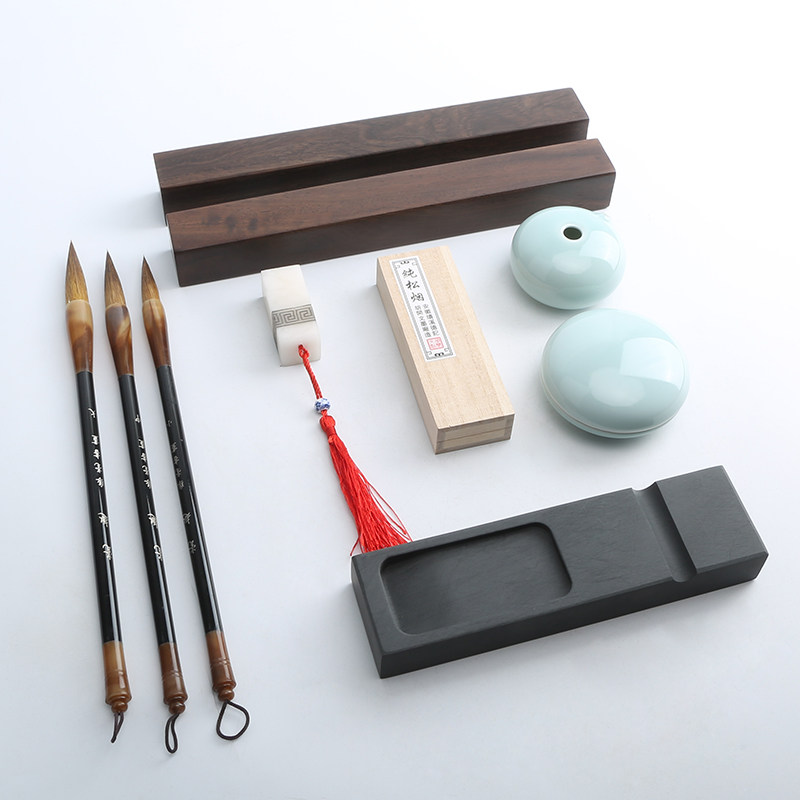 徽州文房四宝套装专业歙砚笔墨纸砚套装成人书法用品毛笔砚台礼盒