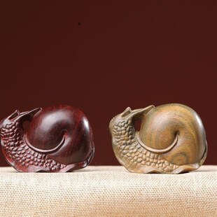 紫檀绿檀蜗牛安居乐业随时小物件盘玩可爱原木雕刻送礼工艺品摆件