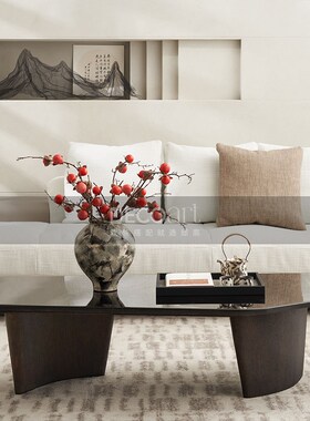 邸高家居 新中式客厅茶几茶具托盘手工花器牛运亨通装饰摆件饰品