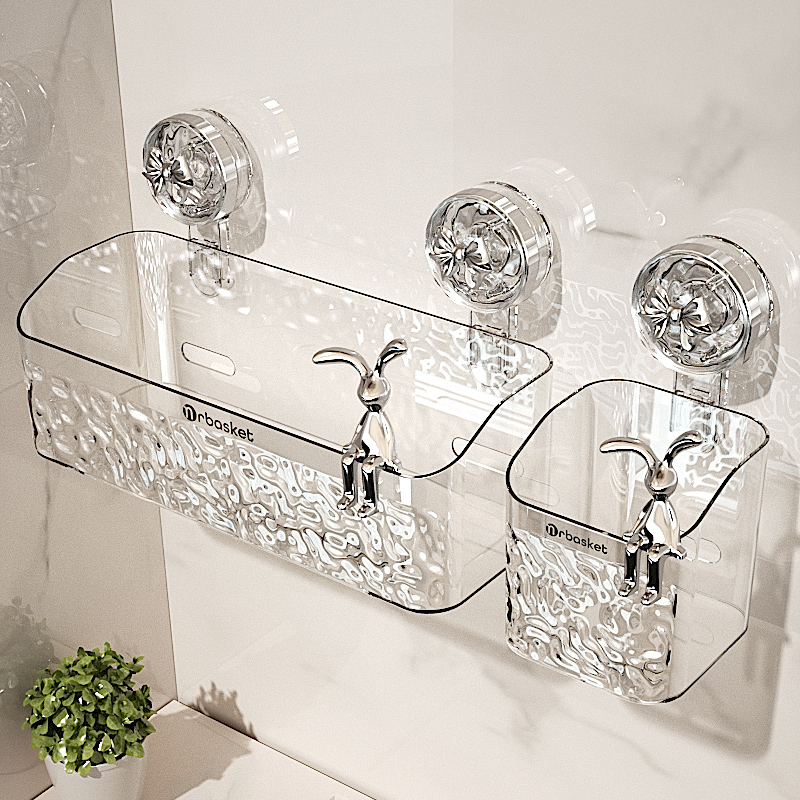 化妆室吸盘置物架洗漱台壁挂式洗脸巾收纳盒免打孔整理盒浴室挂篮
