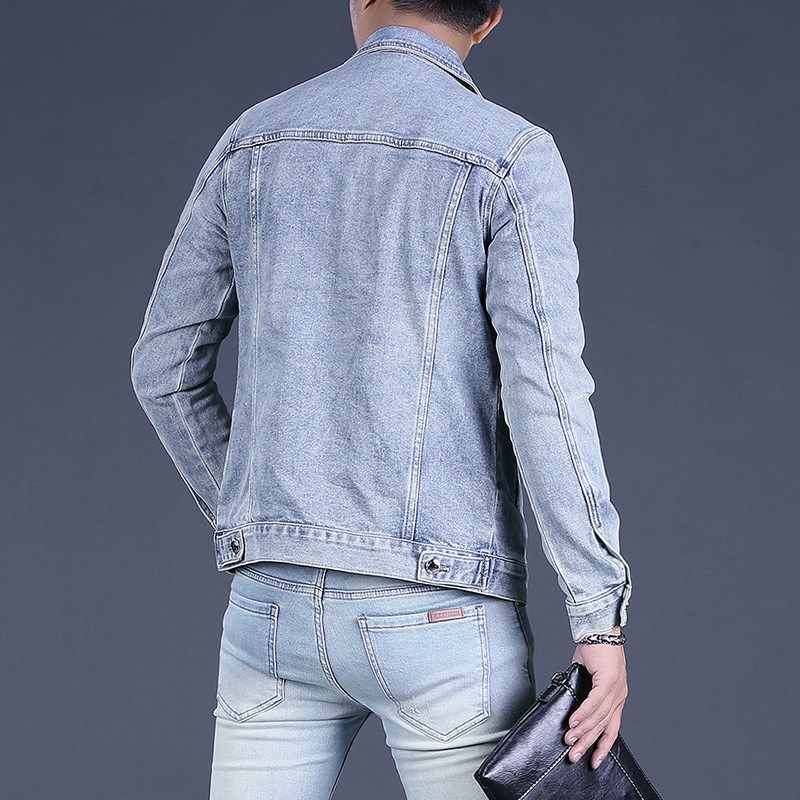 男士搭配牛仔外套男2025新款秋季男款浅色高端潮休闲夹克上衣百搭