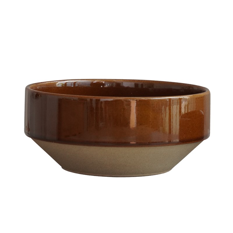 日式圆形饭碗家用餐厅大号面碗陶土复古酒店餐厅深钵日韩料拌饭碗