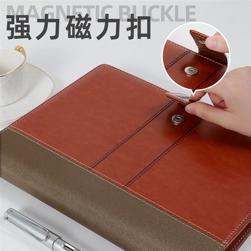 喜通【买1送1送替芯】加厚A4磁扣皮面高档活页本笔记本子定制B5可